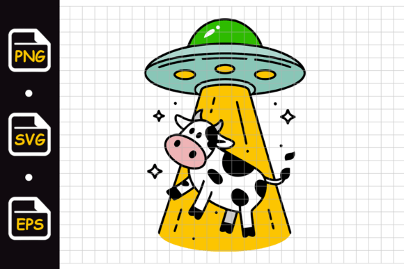 Download Cartoon Cow Abduction by UFO Colorful - Abduction Collection